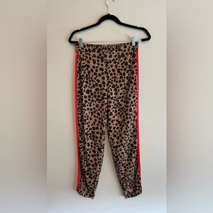 Dolan Leopard Print Track Pants with Red Stripe